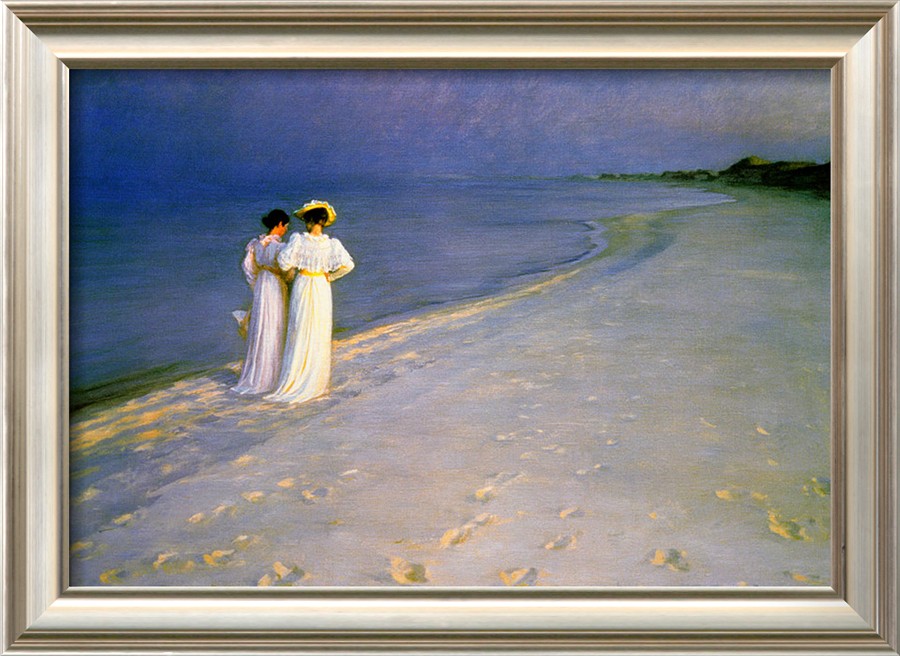 Summer Evening on the Skagen Southern Beach with Anna Ancher and Marie Kroyer By Peder Severin Kroyer